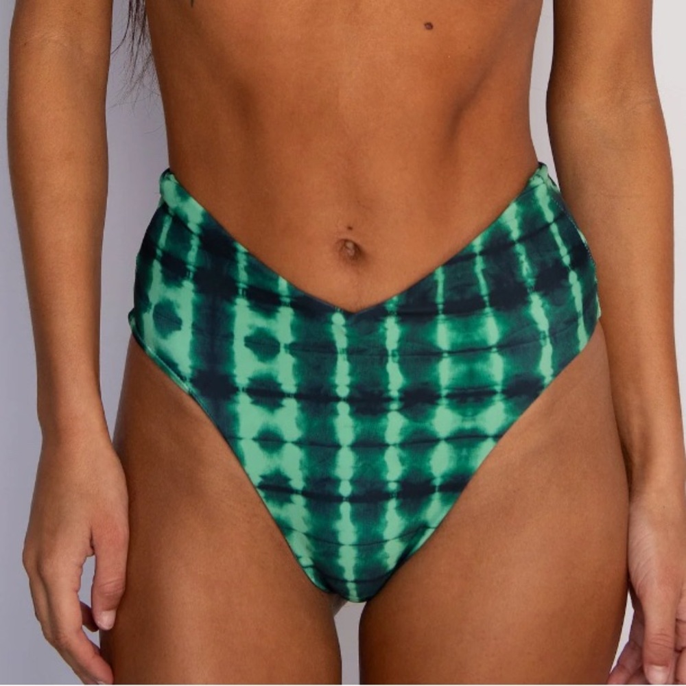 Melly bottom - Green Tie-Dye High-Waisted Bikini Bottom